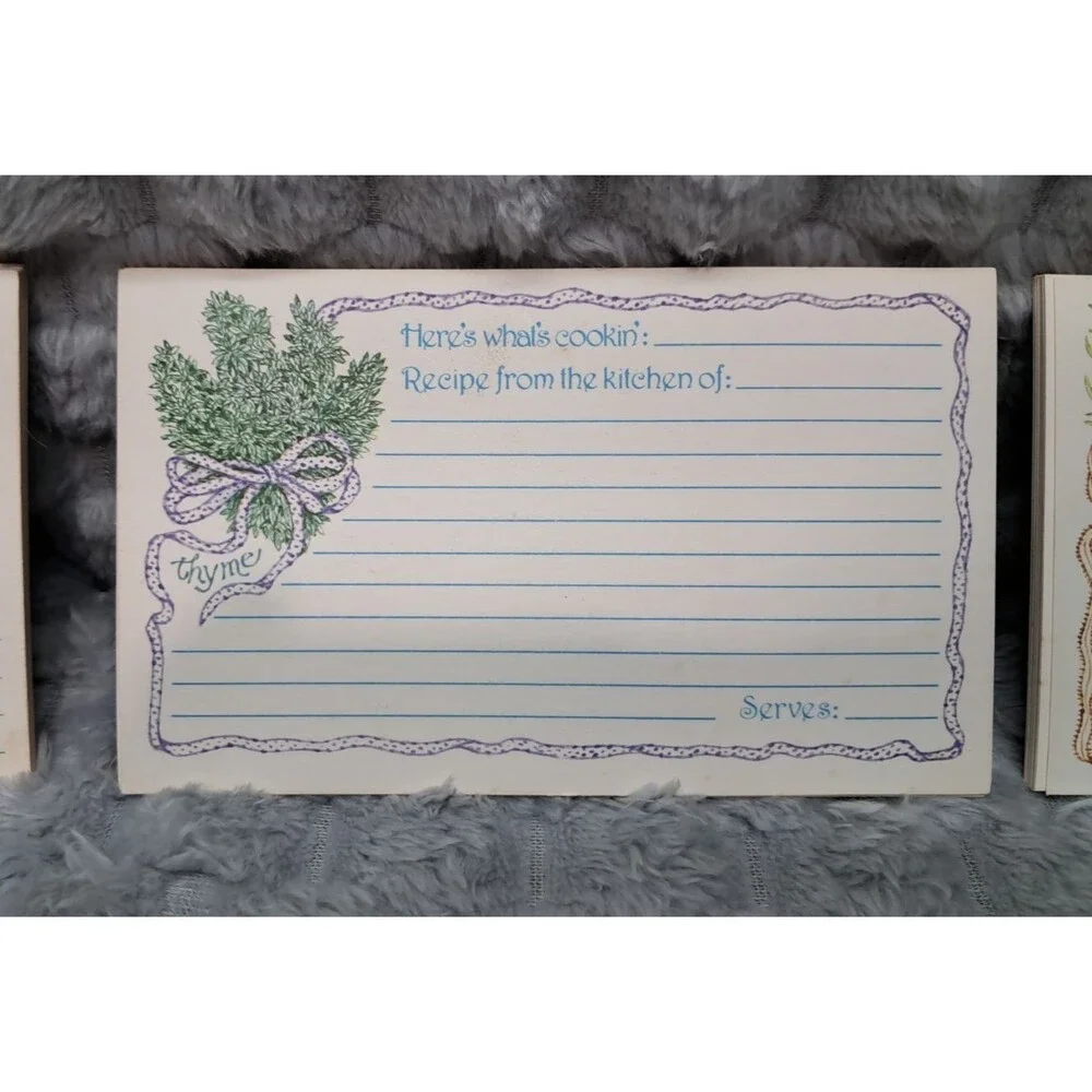 VTG Current Inc Recipe Cards Box Here's Whats Cookin' Set Thyme Chives Stove